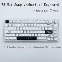 Spaceman Keycaps Next Time 75 Hot Swap Mechanical Keyboard Wired Type-C RGB With Lubricating 3 Pin Yellow Gateron Pro Switches HKD230808