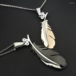 Pendant Necklaces AMUMIU 1 Piece Titanium Jewellery Mens Womens 316L Stainless Steel Feather & Pendants For Men HZP216