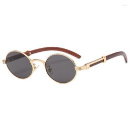 Sunglasses Vintage Imitation Wood Europe And America Small Round Frame Brand Design Men's Trendy Glasses