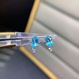 Серьги для гвоздики мода светло -голубой топаз для ежедневного ношения 4 мм 6 мм VVS класс натуральное серебро 925 Ювелирные изделия