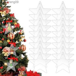 Clear Blank Acrylic Christmas Ornaments Crystal Star Snowflake Ornaments Star Acrylic Christmas Decorations For DIY Craft L230620