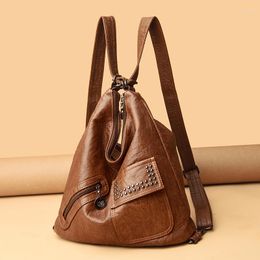 Evening Bags Vintage Multifunction Womens Shoulder Luxury Desinger Handbag Bag 2023 Travel Back Pack Leather Crossbody Messenger Sac