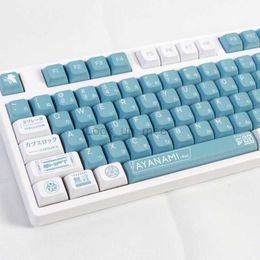 EVA 00 GMK 135 Keys Anime EVANGELION-00 Mechanical Keyboard PBT Keycaps XDA Profile DyeSubbed Blue White Gaming Custom Key Caps HKD230808