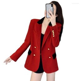 Women's Suits 2023 Autumn Winter Senior Sense Suit Jacket Female Royal Sister Long-sleeved Niche Design Small Fragrance Fan Top X