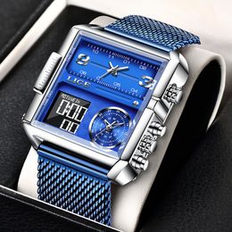 Wristwatches LIGE Luxury Men Quartz Digital Watch Creative Sport Watches Male Waterproof Wristwatch Montre Homme Clock Relogio Masculinobox 230807