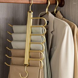 Hangers 6 In 1 Magic Trousers Rack 360 Rotating Aluminum Pants Closet Storage Organizer Folding Clothing Hanger Wardrobe