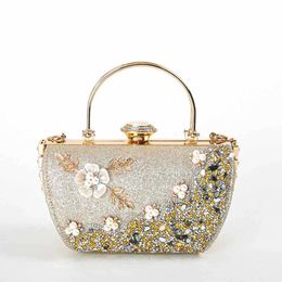 Luxury New High Grade Princess Bag With Large Capacity Hardware Diamond Flower Decoration Evening Dress Bag High Grade Banquet Bag