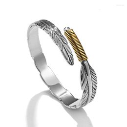 Bangle NUOBING Classic Simple Ethnic Style Vintage Feather Opening Bracelet Men Cuff Fashion Jewelry Wholesale Gift Adjustable