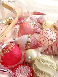 Pink Xmas Pendant 2022 Christmas Party Decoration Christmas Tree Decorations Hanging Ornaments New Year Gifts L230620