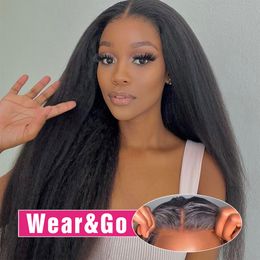 Human Chignons Kinky Straight 13x6 HD Lace Frontal Wig Hair Brazilian Glueless Yaki 13x4 Front Wigs For Women Preplucked 230807