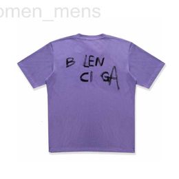 Designer de camisetas femininas versão alta 2023 verão nova família B frente e costas Letras de arte em inglês grande assinatura masculina feminina camiseta de manga curta HDA7