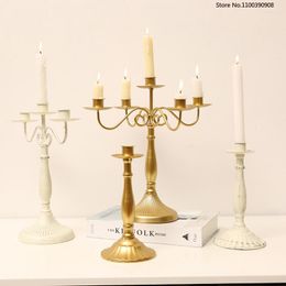 Candle Holders American 1/3/5-arms Holder Home Iron Candlestick Wedding Decoration Candelabra Desktop Ornament Suporte De Vela