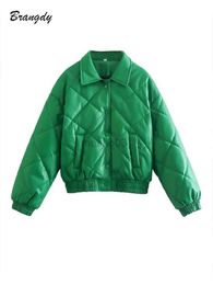 Women's Leather Faux Leather Traf Pu Leather Jacket Women Green Short Parkas Jacket PU Coat Female Clothing 2022 Long Sleeve Top Solid Streetwear Coat Traf HKD230808