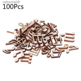 100 Pcs/Set Musical Note Natural Wood Slices Christmas Tree Hangings Party Supplies for Wedding Table Scatter Ornaments L230621