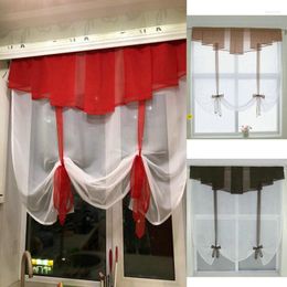 Curtain Pleated Valance Design Stitching Colors Tulle Balcony Kitchen Window Sheer Wave Blinds 1PCS