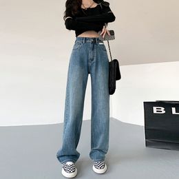 Men's Jeans Straight Leg Jean Female Clothing Women's Pants Y2k Woman High Waist Vintage Clothes Denim Korean Fashion Blue 230807