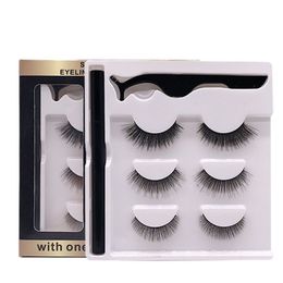 False Eyelashes 3 Pairs Fashion Magnetic False Eyelashes Waterproof Magnetic Eyeliner Pen Tweezers Portable Set Natural Eyelashes Makeup Set 230807