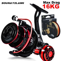 Baitcasting Reels Sougayilang 2000-7000 Spinning Fishing Reel Metal Spool Fishing Reel Max Drag 16KG Powerful Carp Fishing Reel for Freshwater 230807