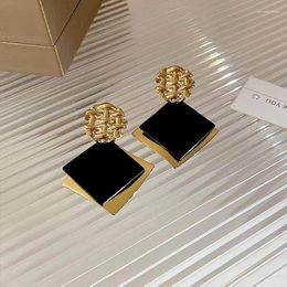 Dangle Earrings 2023 Square Retro Black Design Sense Geometric Fashion Light Luxury Banquet