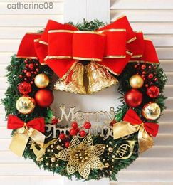 30cm Large Christmas Wreath for Door Window Artificial Hanging Christmas Garland 2024 New Year Christmas Ornament L230621