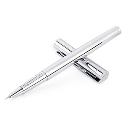 Fountain Pens Metal Silver Financial Tip Pen 038mm Shine Platinum Steel School Office Business Writing Ink Gift Stationery 230807