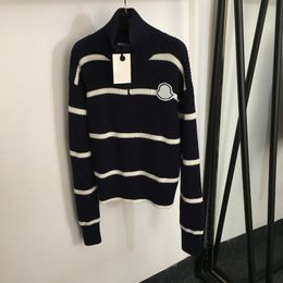 Female Luxury Sweaters Navy Stripe Plus Size Sweater Personality Knit Wool Tops Girls Elastic Long Sleeve Sweater Tops