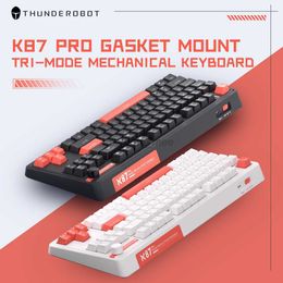 K87Pro Mechanical Keyboard THUNDEROBOT 87 Keys RGB Hot-Swappable Red Switch 2.4G Wireless Keyboard Bluetooth for Win/Mac/iPad HKD230808