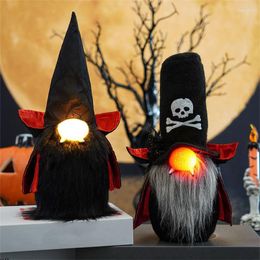 Party Decoration 28cm Halloween Handmade Luminous Faceless Doll LED Lights Plush Dwarf Candy Jar Ghost Festival Props