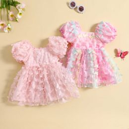 Girl's Dresses Gaun Bayi Perempuan Ma Bayi 6M-5Y Balita Anak Gaun Ulang Pernikahan Pesta Tutu Lengan Puff Kupu-kupu Tulle untuk Anak Perempuan