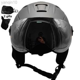 Ski Helmets LOCLE CE Certification Goggles Ski Helmet In-mold Skiing Helmet Snow Snowboard or Skateboard Helmet With Glasses 52-64cm HKD230808