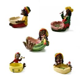 Decoration tabletop ashtray resin funny Container Retro Vintage Skull Home Office Bar Ornament Crafts Man Gift HKD230808