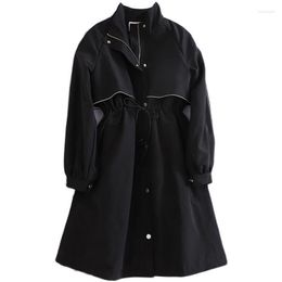 Women's Trench Coats Casual Tunic Zip Up Coat Thickened Cotton Lined Pea Outdoor Windbreaker Winter With Pocket