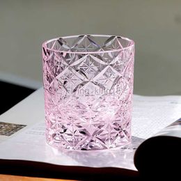 Pink Blue Purple K9 Crystal Whiskey Glasses Cut To Clear Edo Kiriko Colourful Whisky Glass Cup Handmade Glass Tumbler 7oz 1PC HKD230809