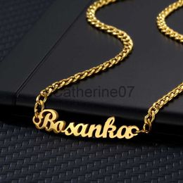 Pendant Necklaces Custom Personalised Stainless Steel Name Necklaces for Men Women Customised 5mm Cuban Chain Nameplate Pendant Necklace Jewellery J230809