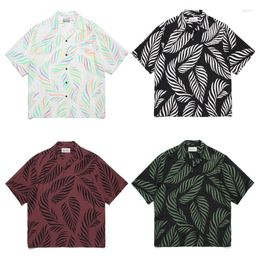 Men's Casual Shirts 23ss Leaf Full Print WACKO MARIA Men Women 1:1 Multicolor Streetwear Short Sleeve Summer Loose Hawaiian Tops