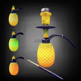 Pineapple Modeling Resin Arabian Hookah Smoking Hooka Pipe Complete Chicha Narguile Smoke Accessories KTV Bar Light Shisha HKD230809