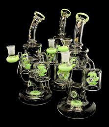 Unique Hookahs Glasses Bong Double Function Recycler Dab Rigs Percolator Water Bongs Heady Glass Water Pipes Oil Rig Bowl 14mm