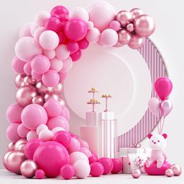 Other Event Party Supplies Rose Pink Metal Balloon Garland Arch Kit Wedding Birthday Decor Kids Latex Ballon Baby Shower 230808