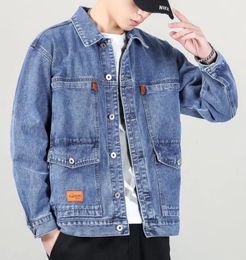 Men's Jackets Denim Jacket Men Casual Jean Jackets Male Streetwear Solid Colour Turn Down Collar Denim Coats Men Autumn Spring Bomber Jacket 230808