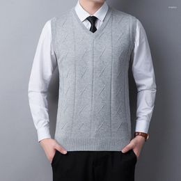 Men's Vests Sweater For Men Korean Fashion Autumn Wool Vest Casual V-neck Waistcoat Sleeveless Mens Clothes