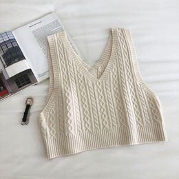 Women's Sweaters Knit Sweater Vest Woman Autumn College-style Solid V-neck Korean Fashion Loose Student All-match Sleeveless Waistcoat