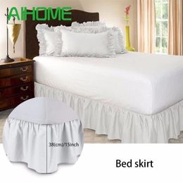 el Elastic Bed Skirt 6 Colours Suede Fabric for KingQueen Size Dust Ruffle pastoral Style Fit bedspread209p