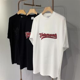 Embroidery T Shirt Men Women Black White Oversize T-Shirt Tops Tee