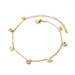 Anklets Crystal Hamsa Hand Charm Cross Heart For Women Girls Stainless Steel Link Chain Ankle Summer On Leg Holiday Jewellery