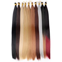 Lace Long Straight Synthetic Bulk Hair 22Inch High Temperature Hair Bundles For Braiding Crochet Hair Black Brown Burgundy 230808