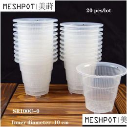 Planters Pots 20 Pcs /Lot Mesot 10Cm Clear Plastic Orc Cactus Succent Planter With Holes Air Pruning Function Root Growth Slots 2202 Dhzpd