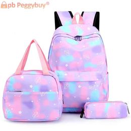 Backpacks 3pcsSet Laptop Backpack Adjustable Strap Fashion Women Nylon Travel Backpack Cute Gradient Work Rucksack for Work School Travel 230809