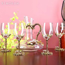 XINCHEN Enamel Colour Lead Free Crystal Red Wine Glass Decanter Set Creative Goblet Wine Glass High-end Wedding Gift HKD230809