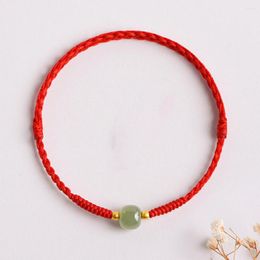 Charm Bracelets Green Jade Red String Bracelet For Women Adjustable Hand-Woven Cord Lucky Beaded Rope Friendship Protection
