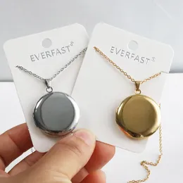 Everfast 10pc/Lot Plain Round Photo Frame Pendant Geometric Stainless Steel Charms Floating Locket Necklace Women Men Family Memory Jewellery SN072